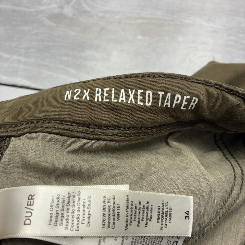 Duer N2X Relaxed Taper Shorts Mens 34 Olive Green Performance Stretch MSNR1012 - Picture 8 of 10